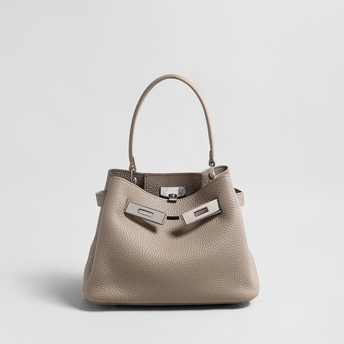 Togo Leather Mini Bucket Handbag – Pebbled Calfskin Crossbody with Turn-Lock Hardware