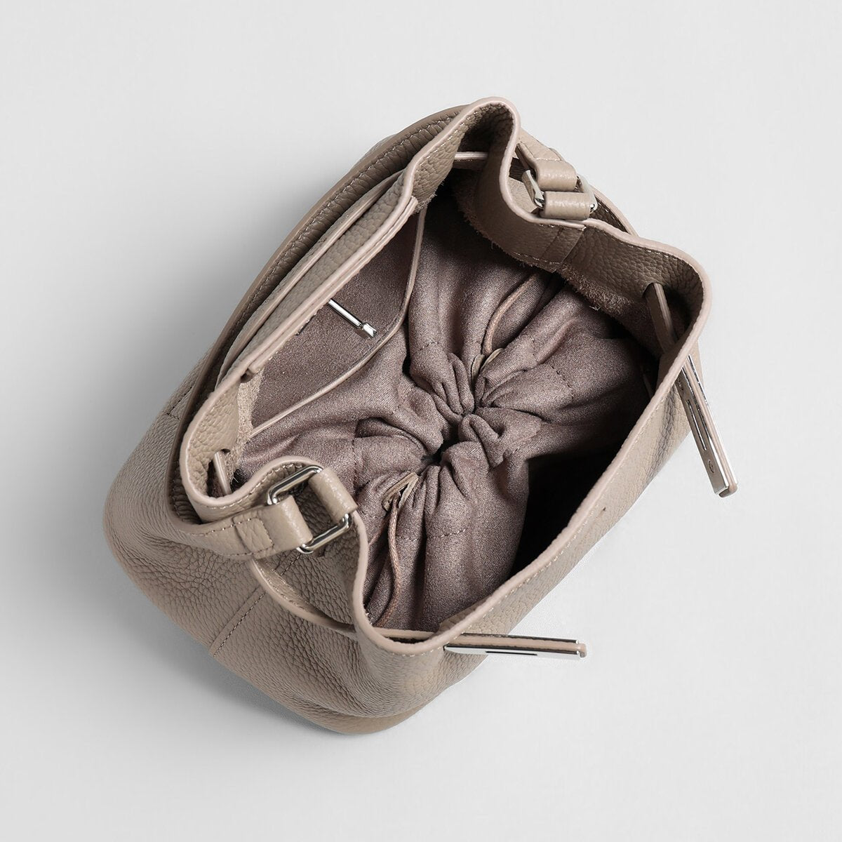 Togo Leather Mini Bucket Handbag – Pebbled Calfskin Crossbody with Turn-Lock Hardware