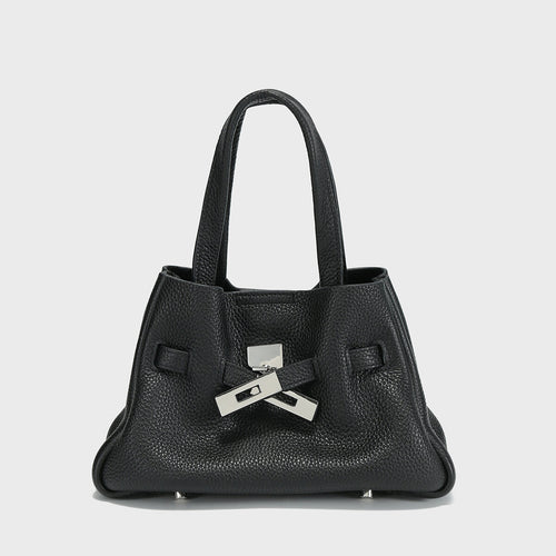 Togo Leather Structured Tote – Premium Handbag with Turn-Lock Belt & Dual Straps