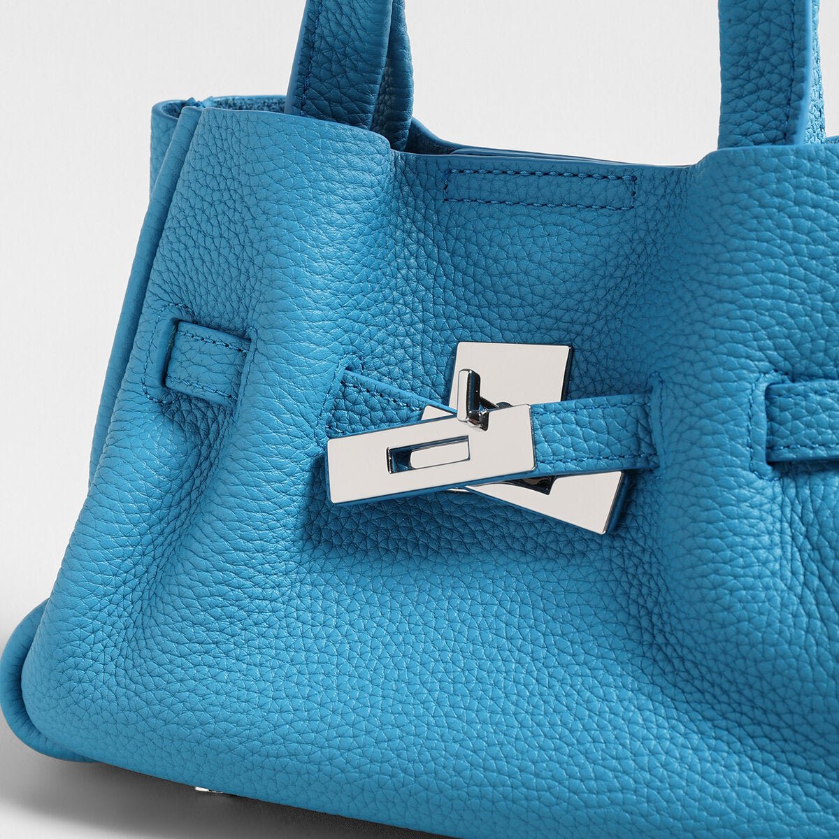 Togo Leather Structured Tote – Premium Handbag with Turn-Lock Belt & Dual Straps