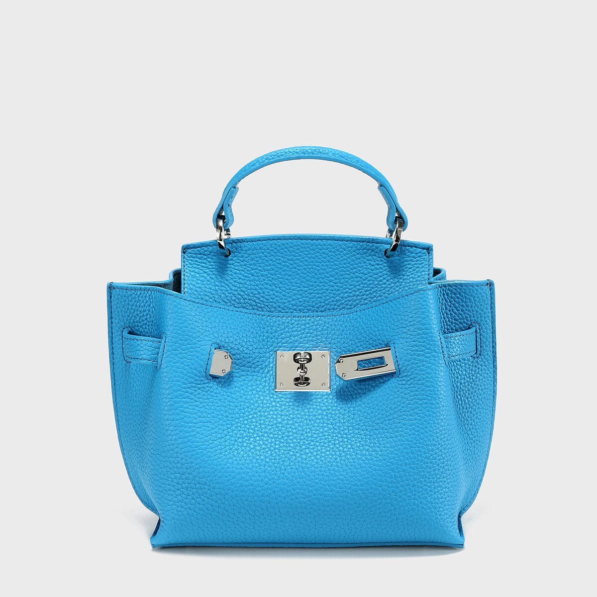 TOGO Leather Turn-Lock Top-Handle Bag – Structured Crossbody with Premium Hardware