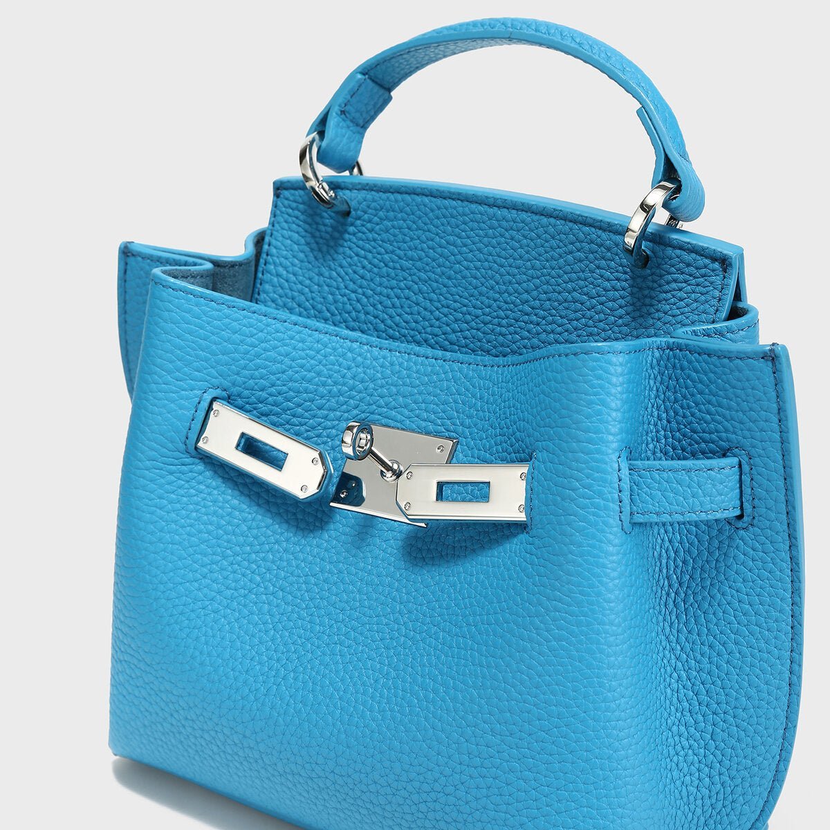 TOGO Leather Turn-Lock Top-Handle Bag – Structured Crossbody with Premium Hardware
