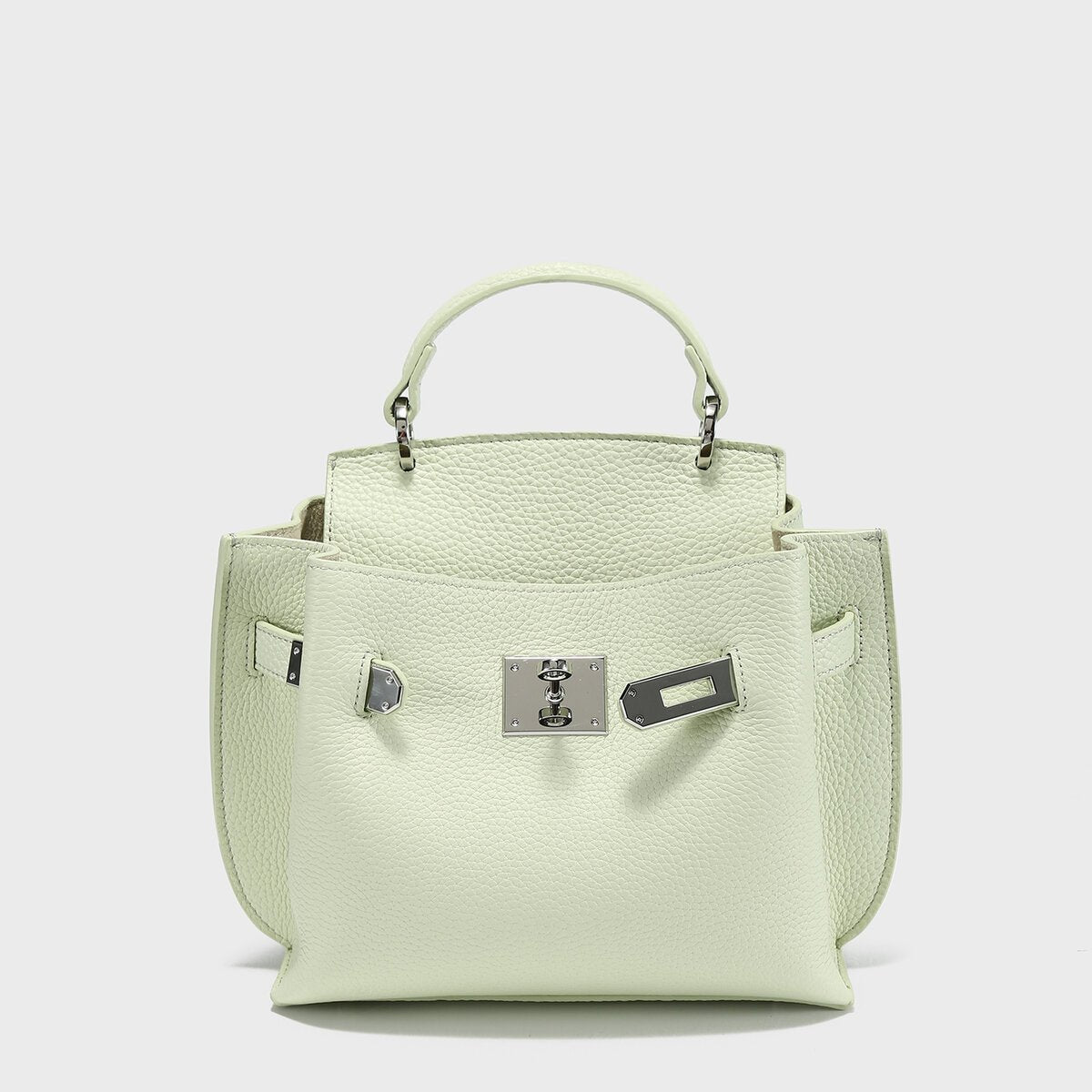 TOGO Leather Turn-Lock Top-Handle Bag – Structured Crossbody with Premium Hardware