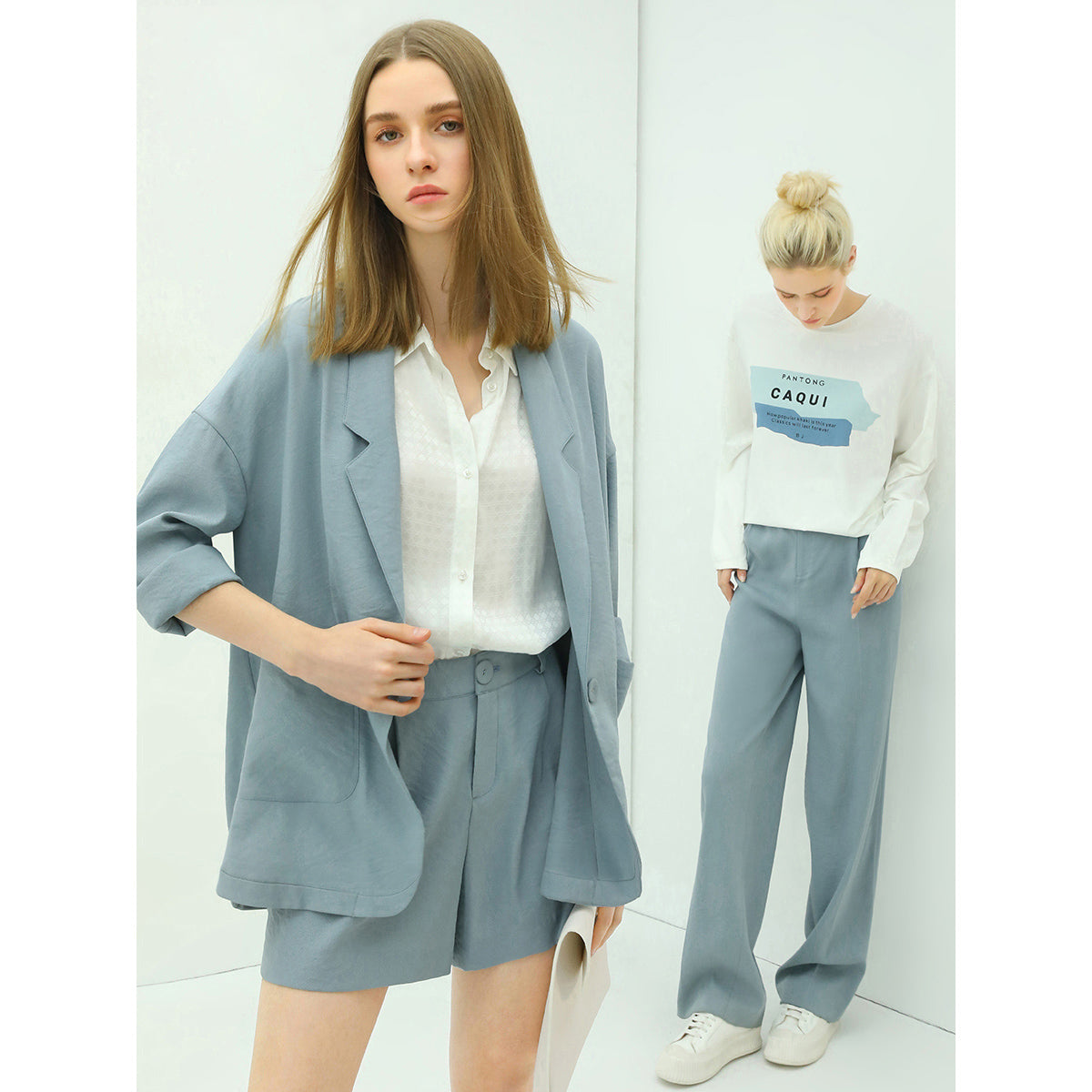 tranquil days single breasted casual blue blazer all blue 3