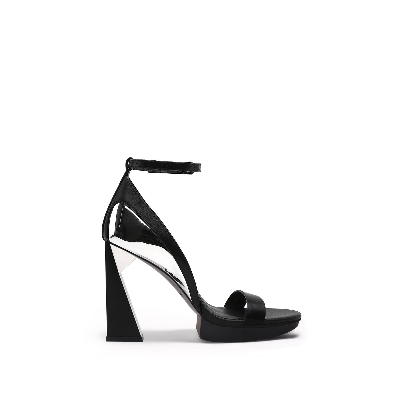 trapezoidal skyscraper heels all black 3