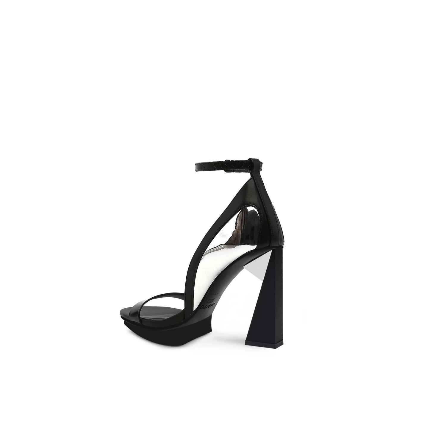 trapezoidal skyscraper heels all black 4