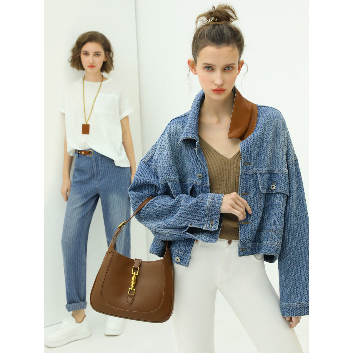 trendy jacquard blue straight leg jeans all blue 4