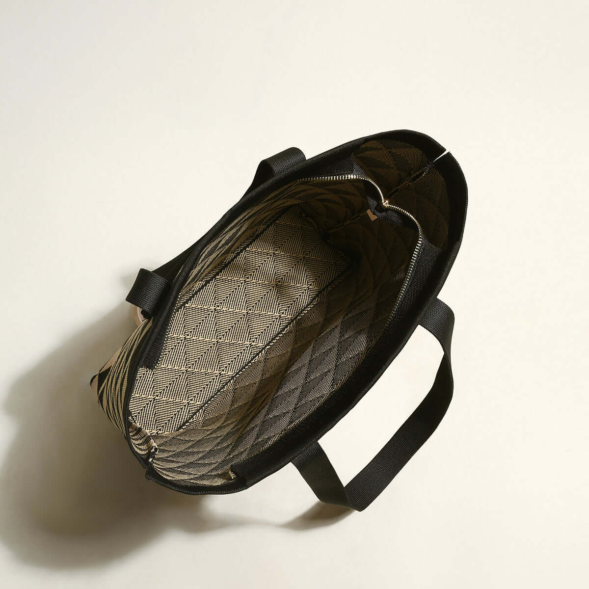 triangle checkered khaki canvas tote bag khaki 3