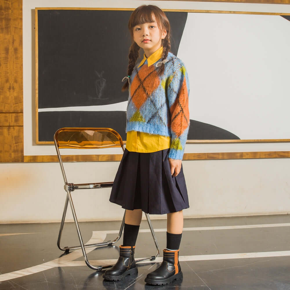 trim line non slip kids casual boots all black 7