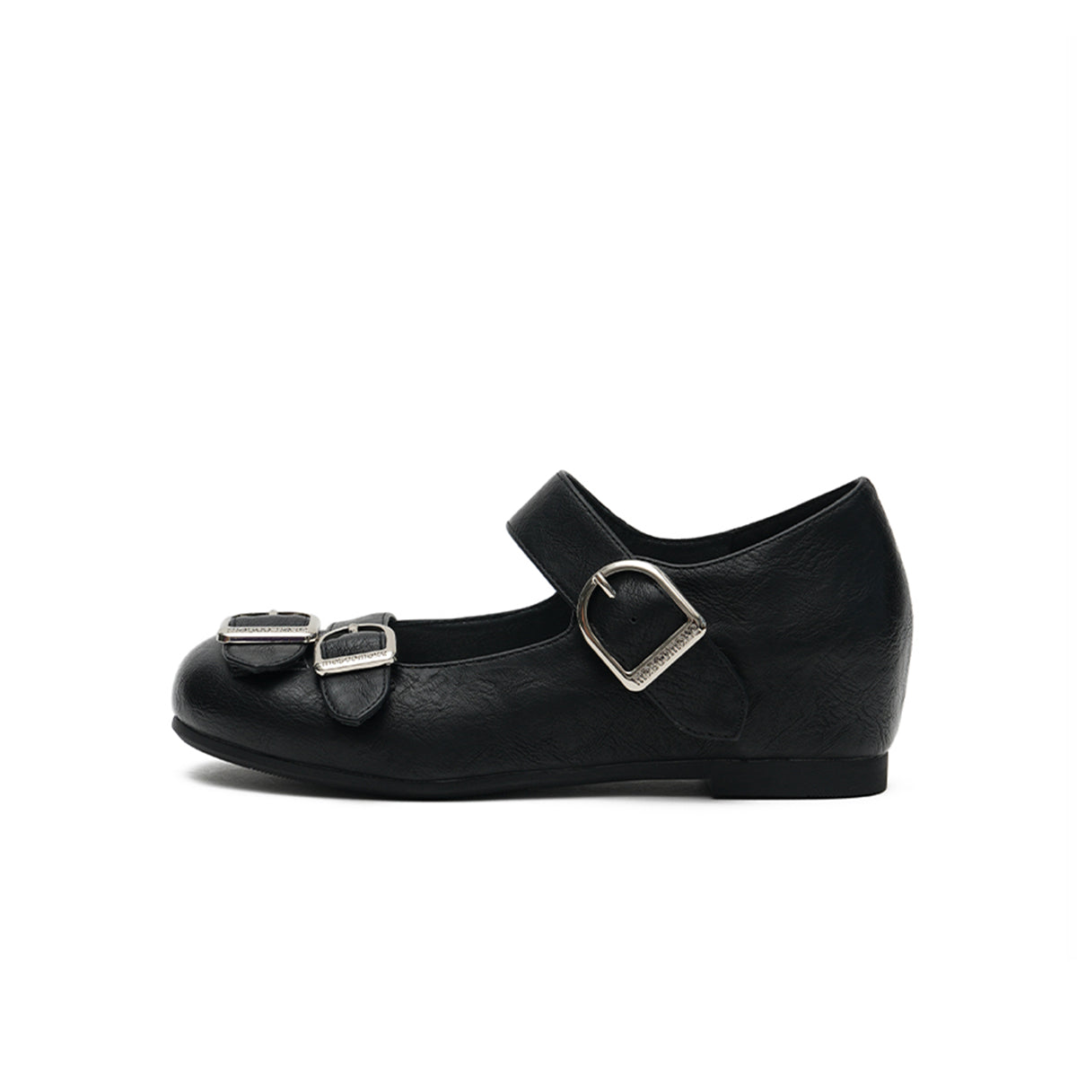 Triple D Ring Buckle Mary Jane Wedge Flats
