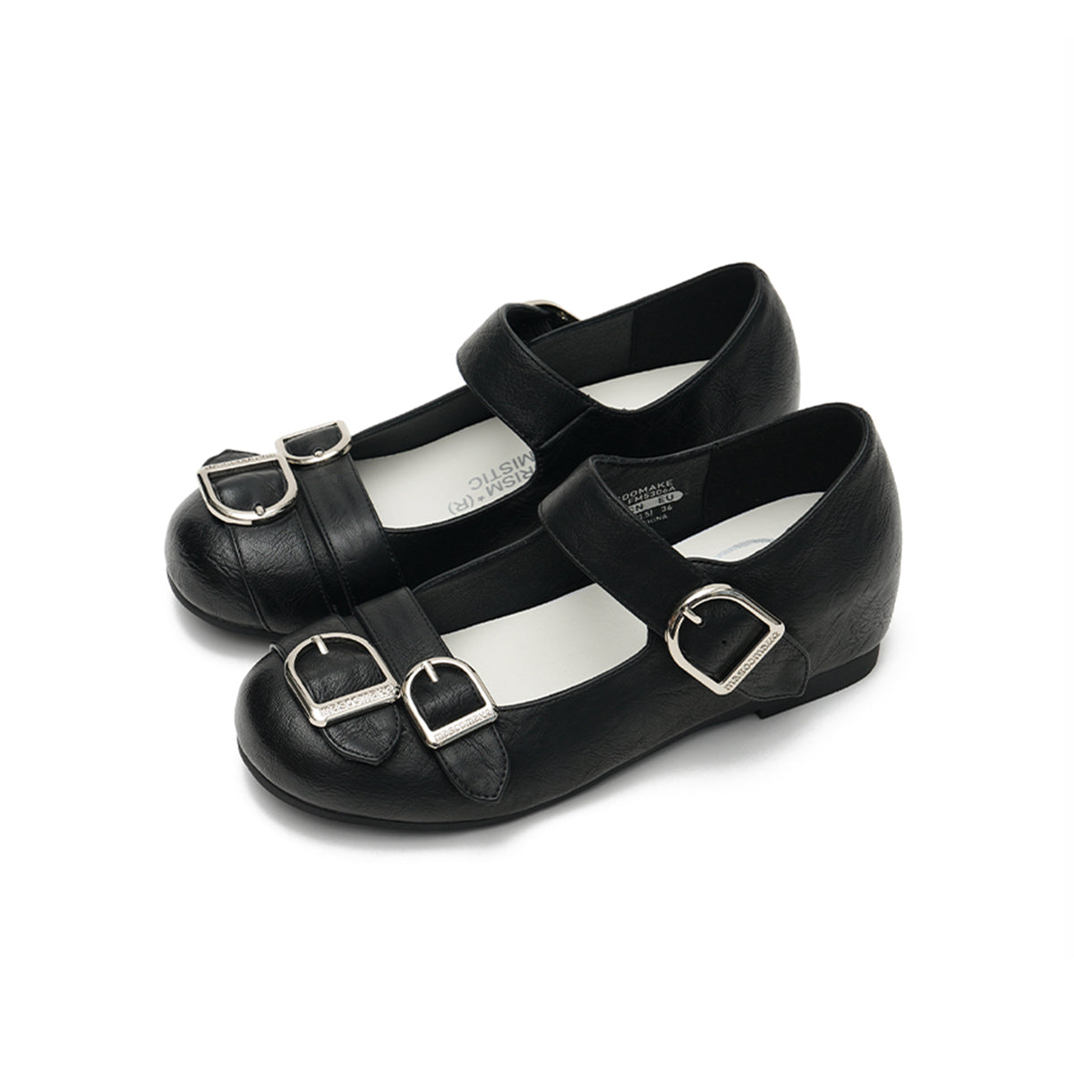 Triple D Ring Buckle Mary Jane Wedge Flats