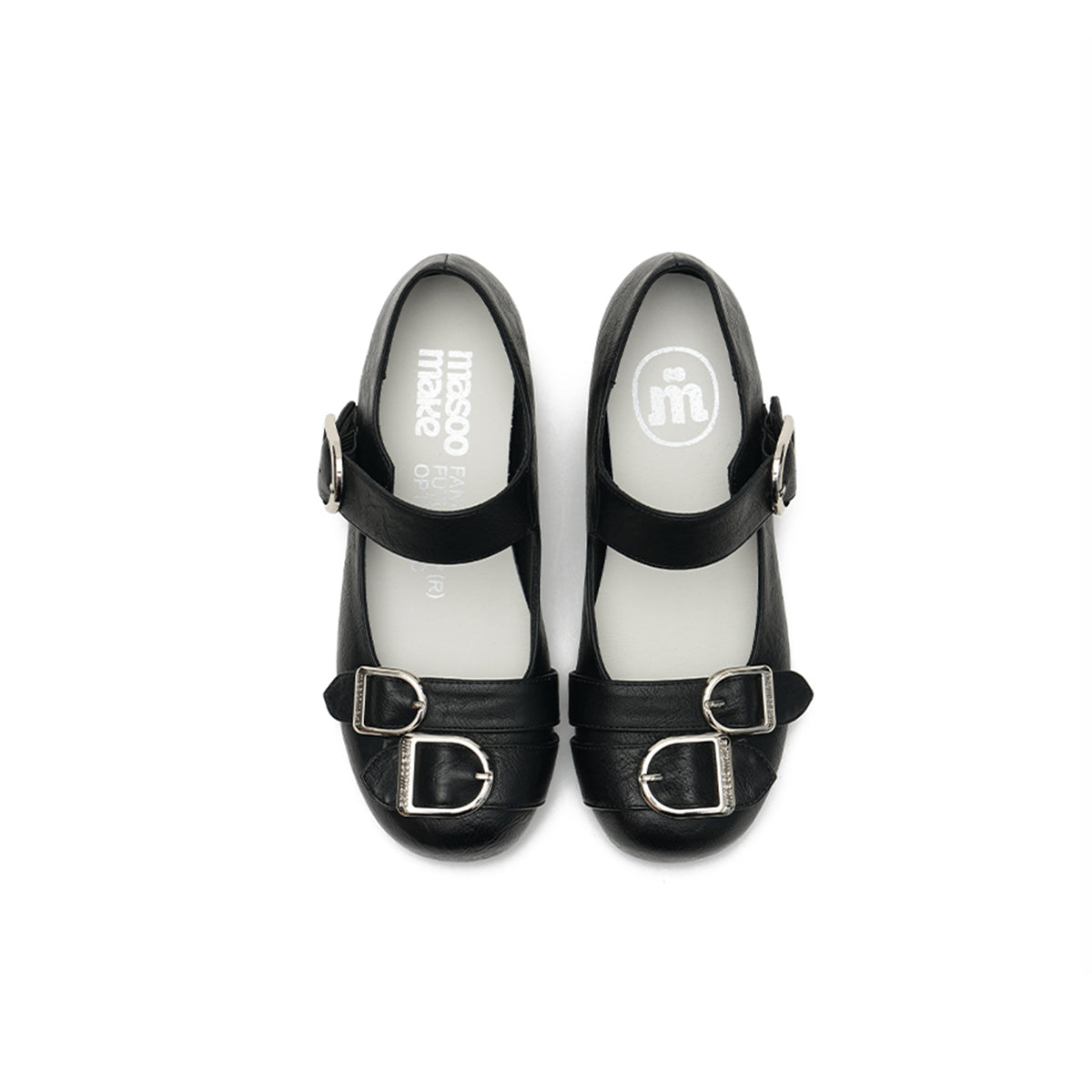 Triple D Ring Buckle Mary Jane Wedge Flats