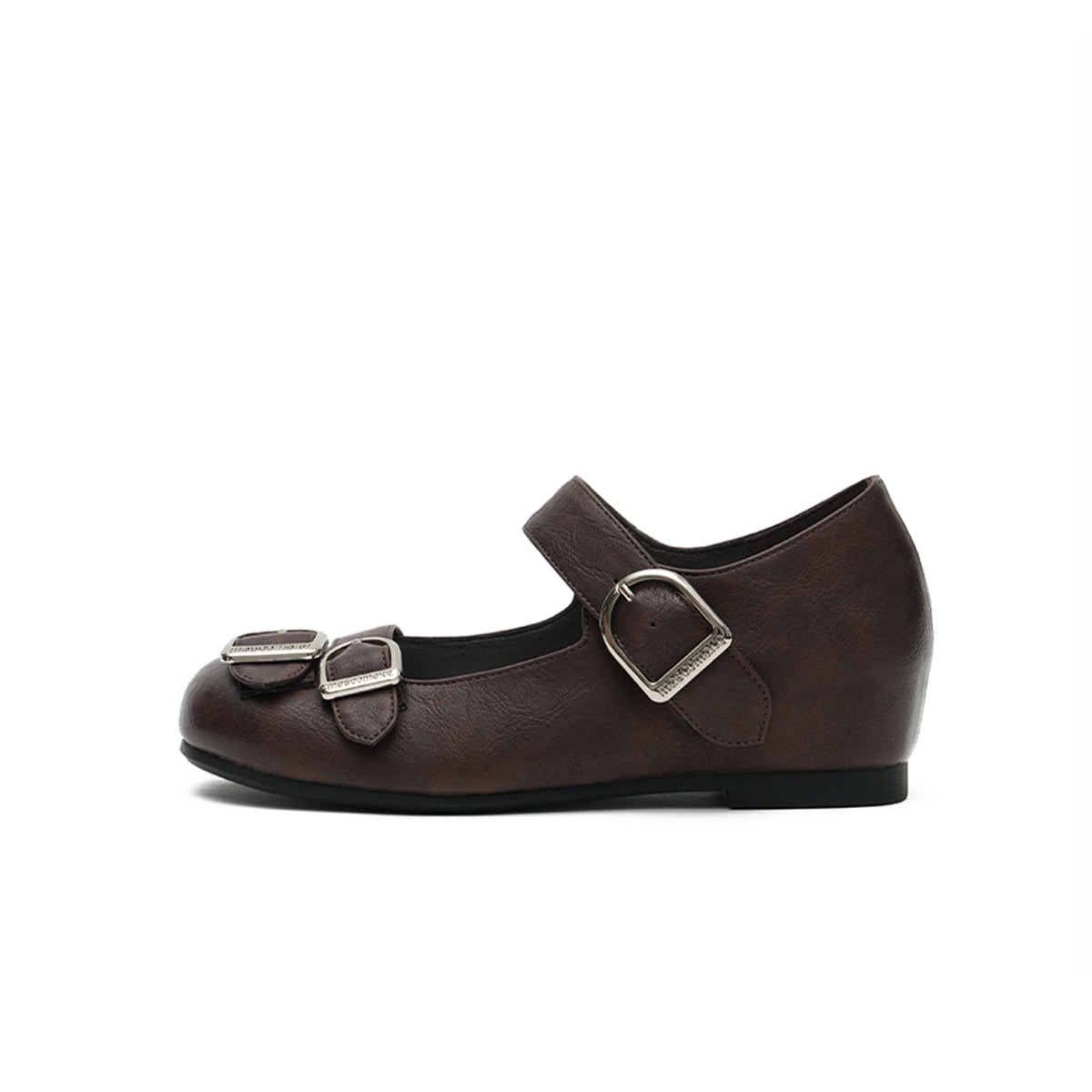 Triple D Ring Buckle Mary Jane Wedge Flats