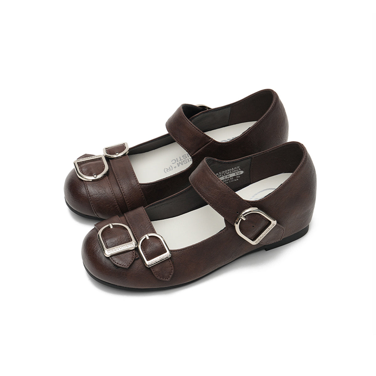 Triple D Ring Buckle Mary Jane Wedge Flats
