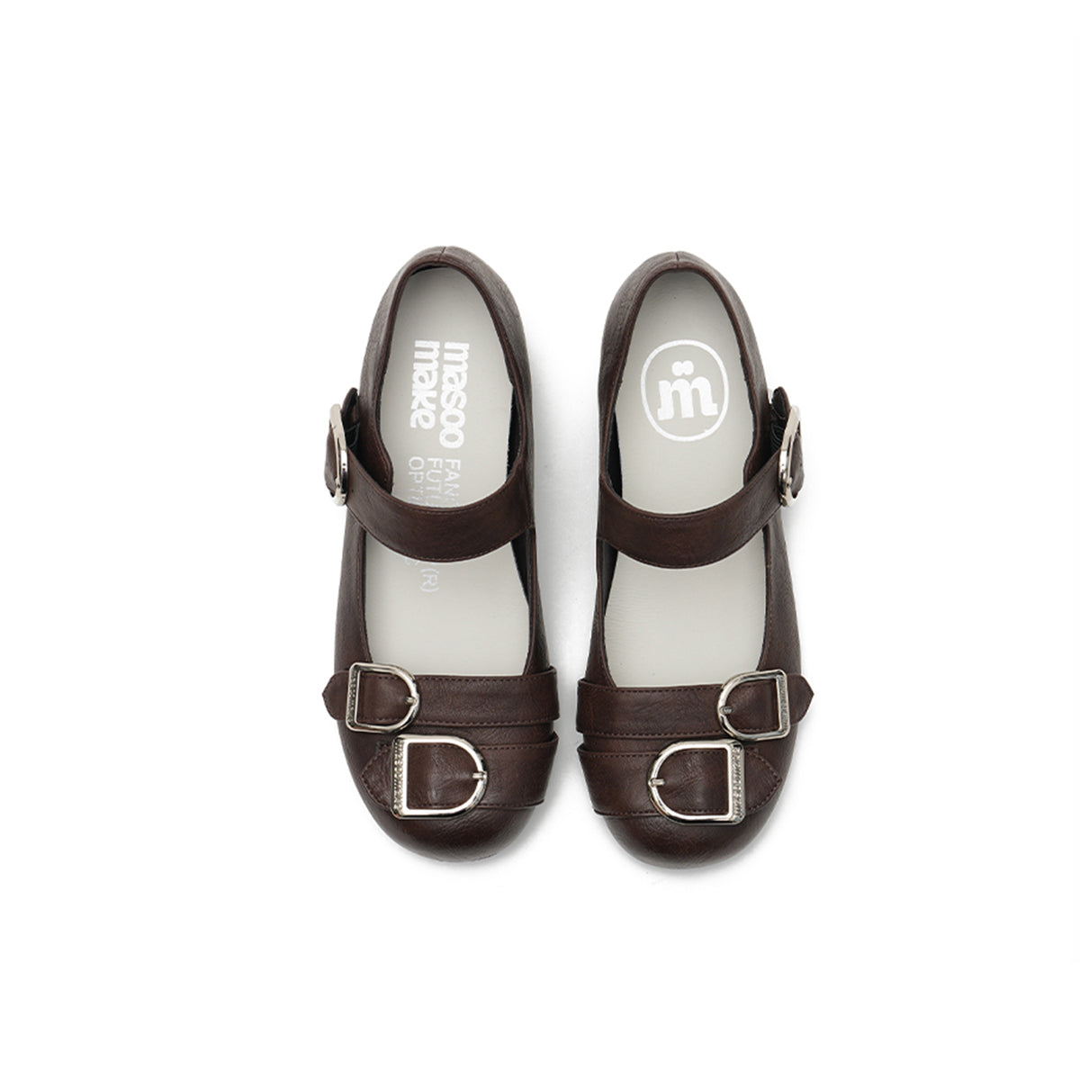 Triple D Ring Buckle Mary Jane Wedge Flats