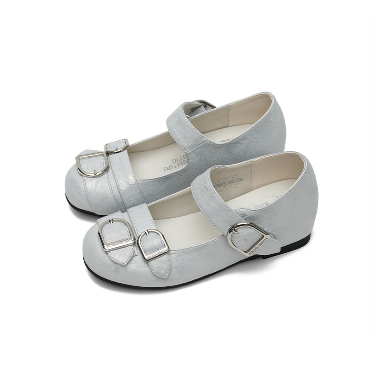 Triple D Ring Buckle Mary Jane Wedge Flats