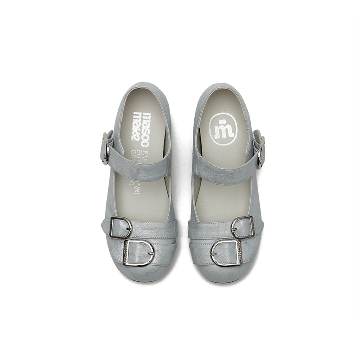 Triple D Ring Buckle Mary Jane Wedge Flats