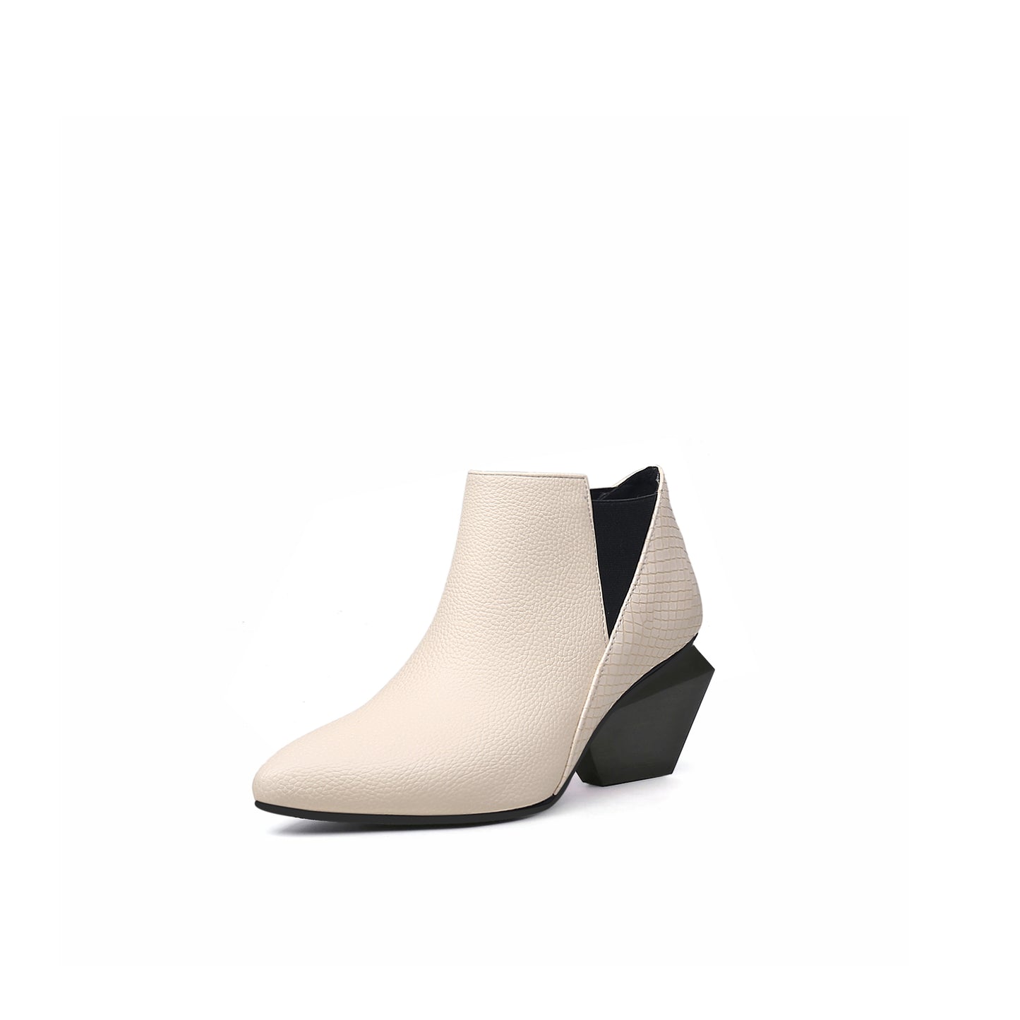 twist block leather panel ankle boots all apricot 2