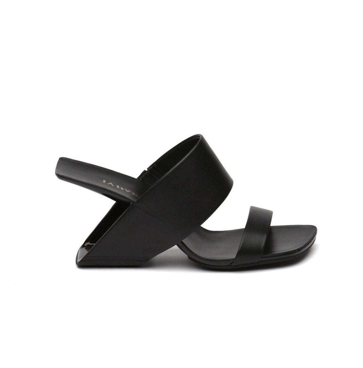 Two-Strap Square-Toe Sculptural Heel Mules