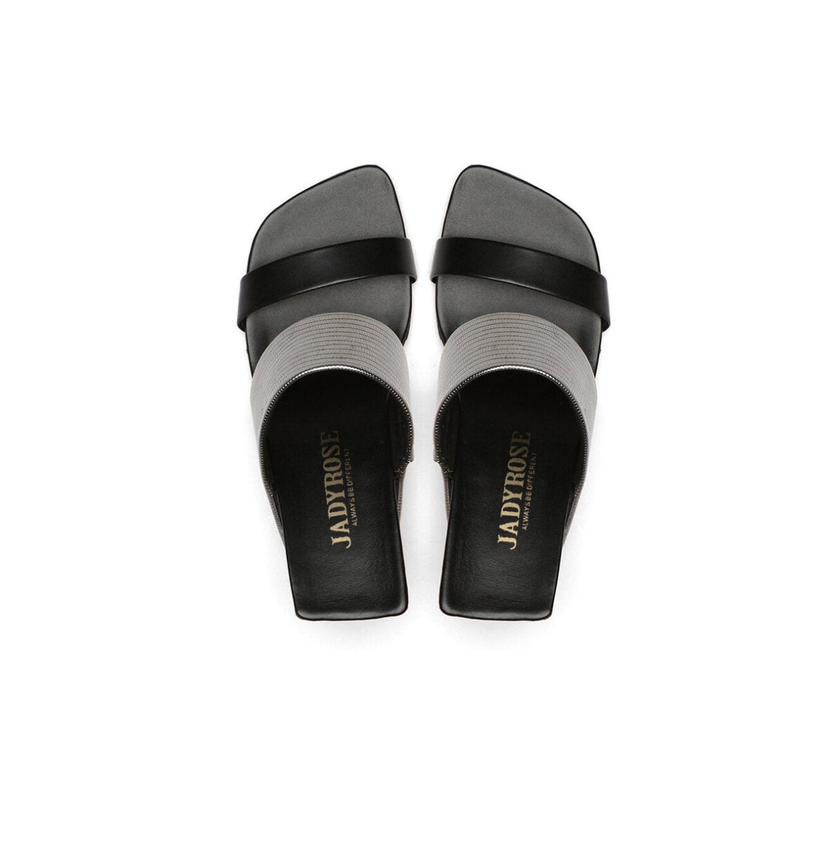 Two-Strap Square-Toe Sculptural Heel Mules