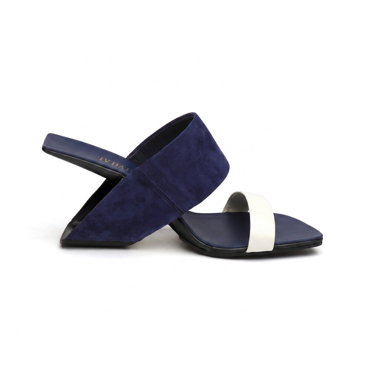 Two-Strap Square-Toe Sculptural Heel Mules