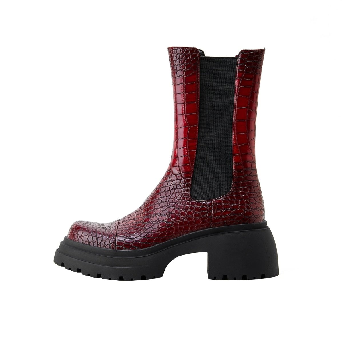 Two Tone Crocodile Embossed Walking Boots - 0cm
