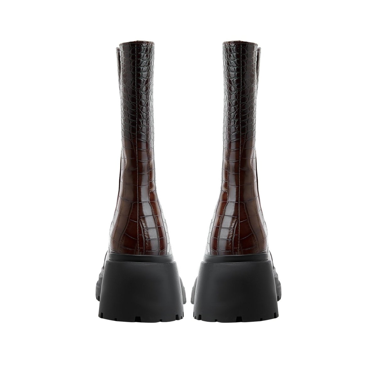 Two Tone Crocodile Embossed Walking Boots - 0cm