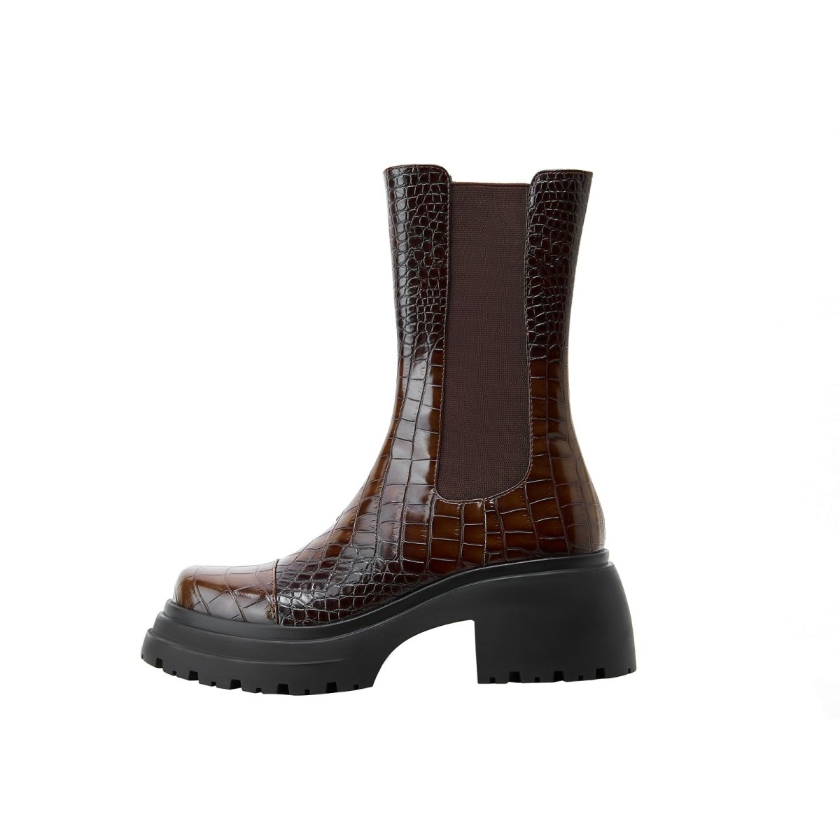 Two Tone Crocodile Embossed Walking Boots - 0cm