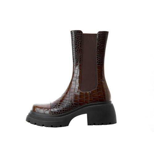 Two Tone Crocodile Embossed Walking Boots - 0cm