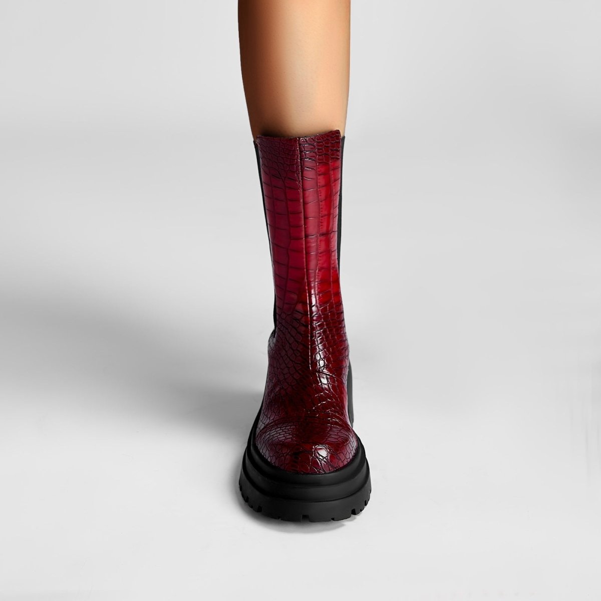 Two Tone Crocodile Embossed Walking Boots - 0cm