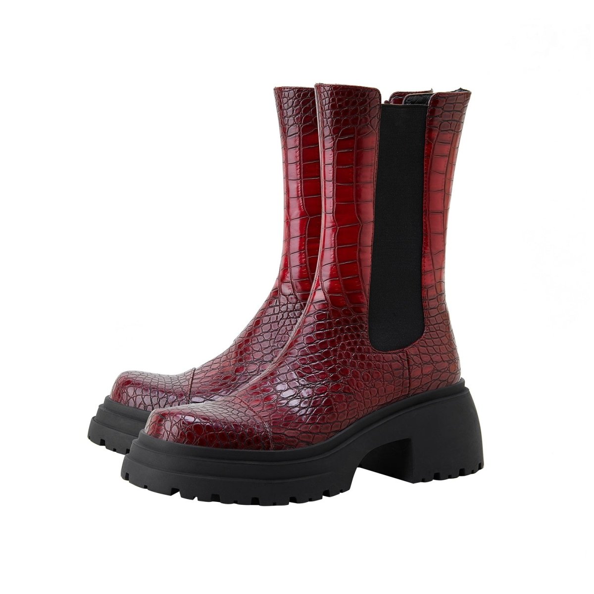 Two Tone Crocodile Embossed Walking Boots - 0cm
