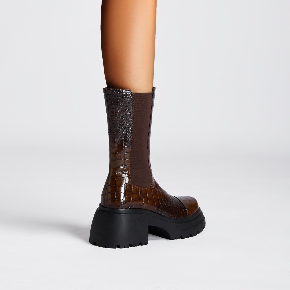 Two Tone Crocodile Embossed Walking Boots - 0cm