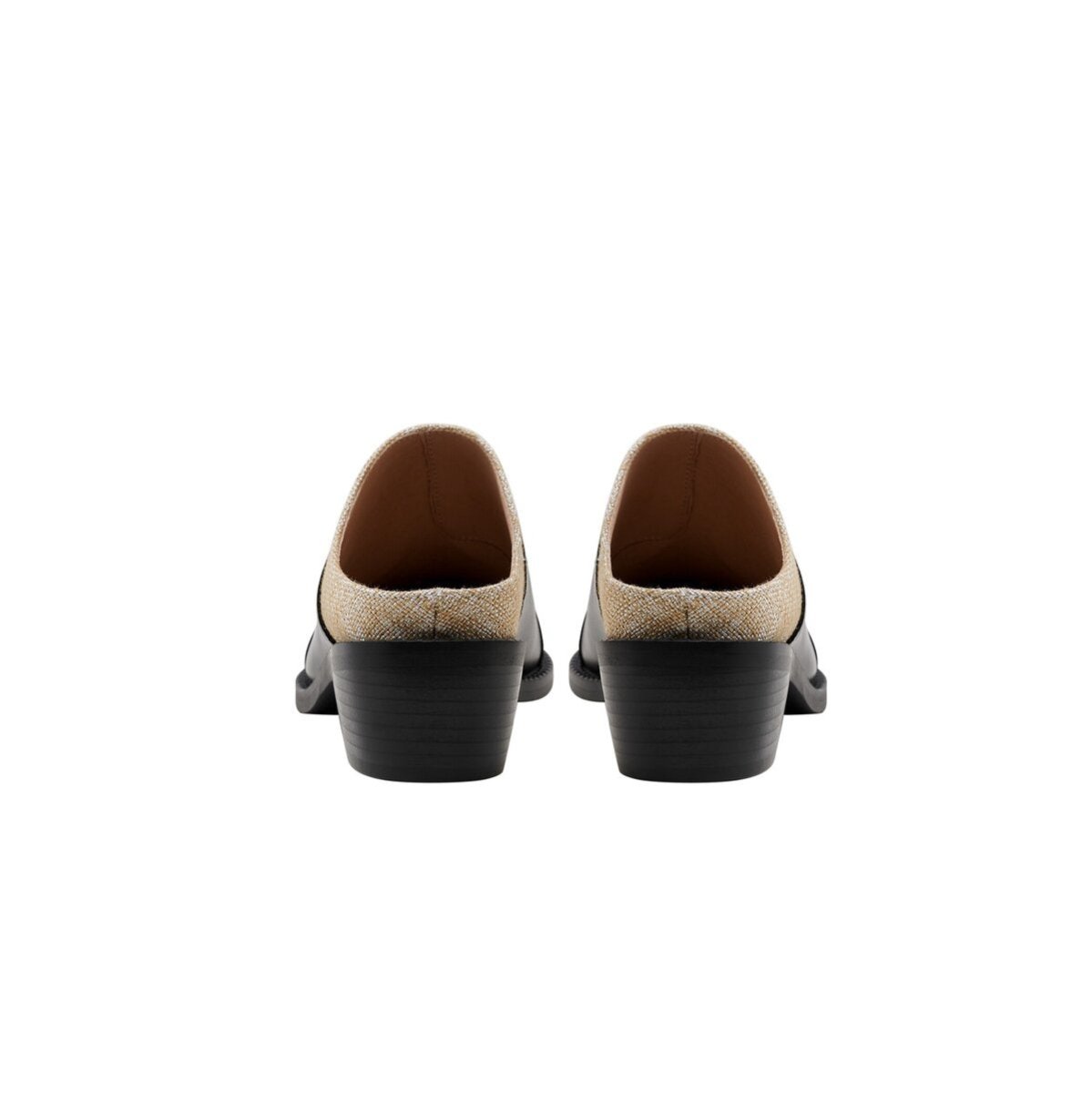Two Tone Leather Western Pointed Toe Mule Shoes