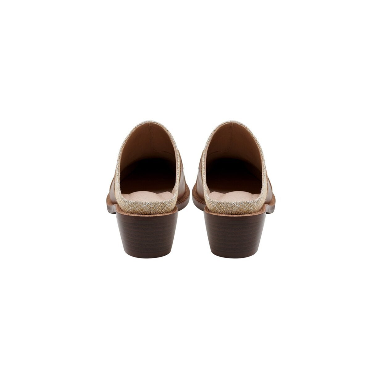 Two Tone Leather Western Pointed Toe Mule Shoes