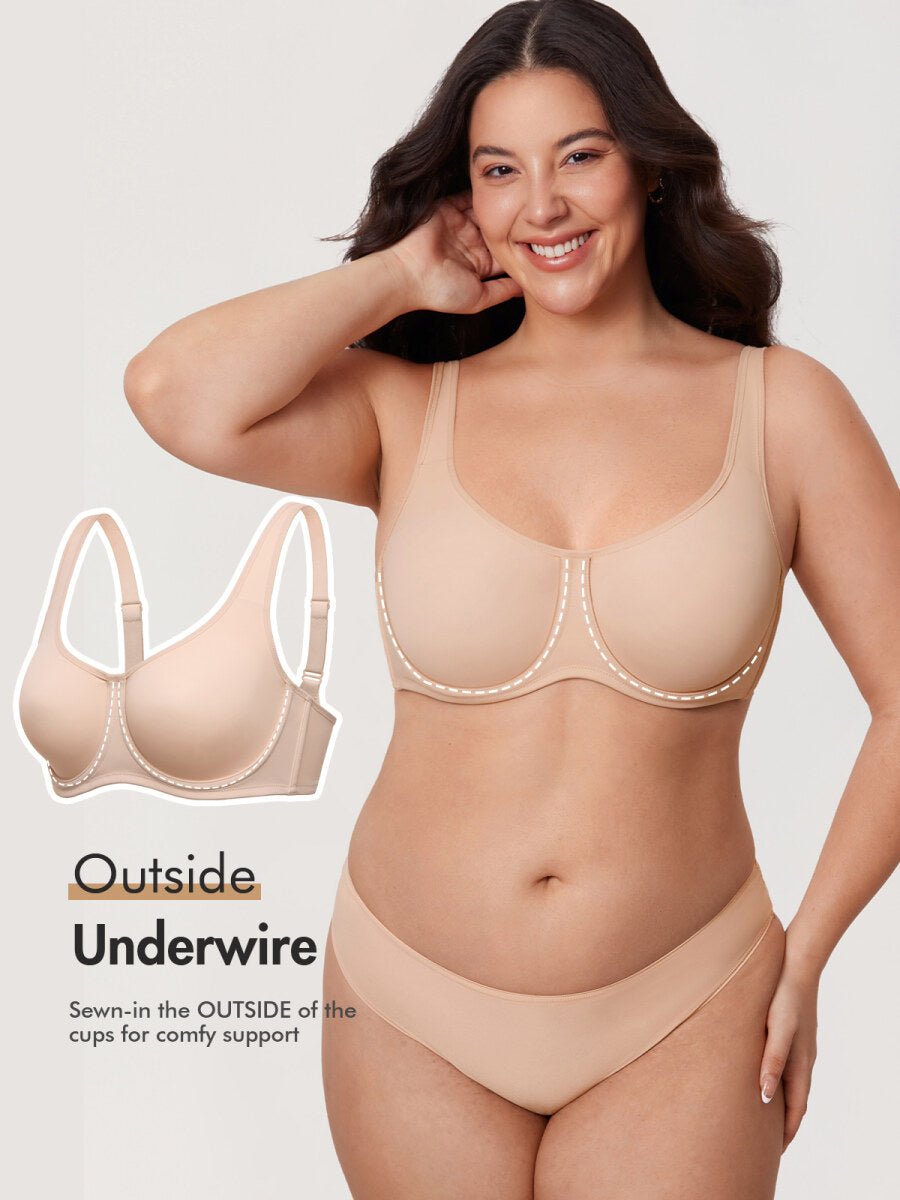 Ultra - Thin Confishape Full Coverage Plus Size Underwire Bra