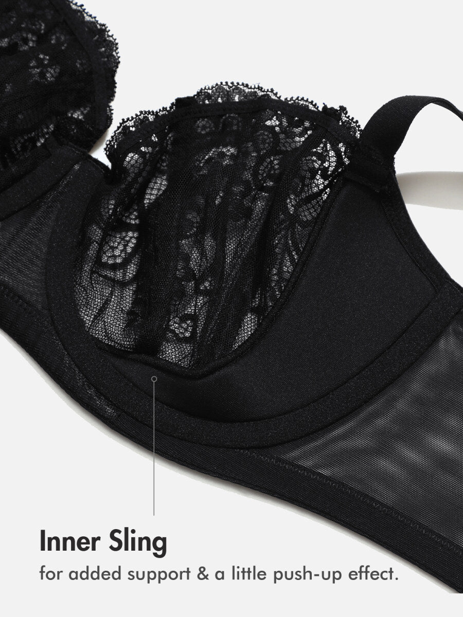 Ultra - thin Lace Balconette Underwire Bra