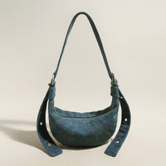 Understated Denim Croissant Mini Shoulder Bag