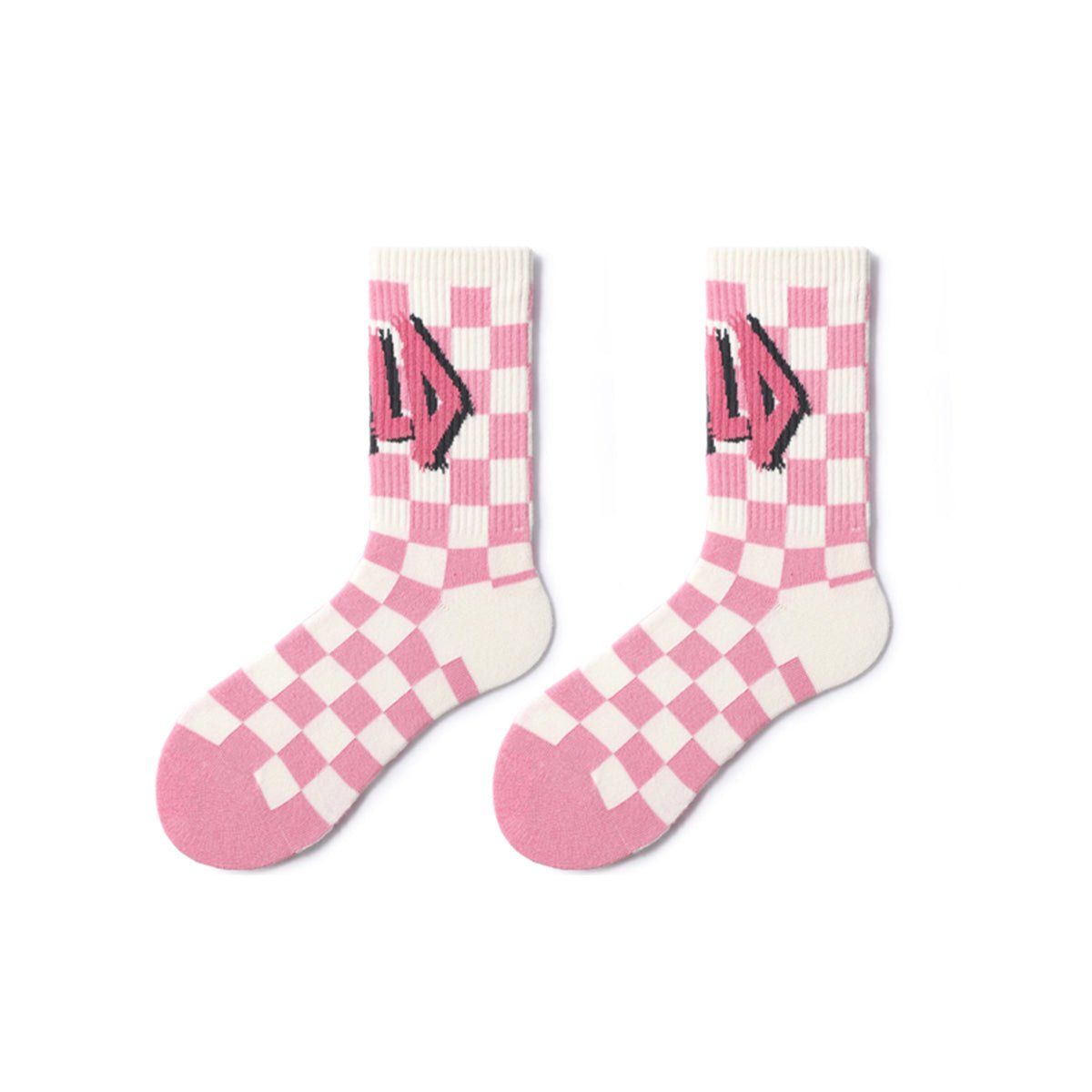 Pink Aesthetic Graphic Mid - Calf Socks – Unisex 5 - Pair All - Season Crew Set