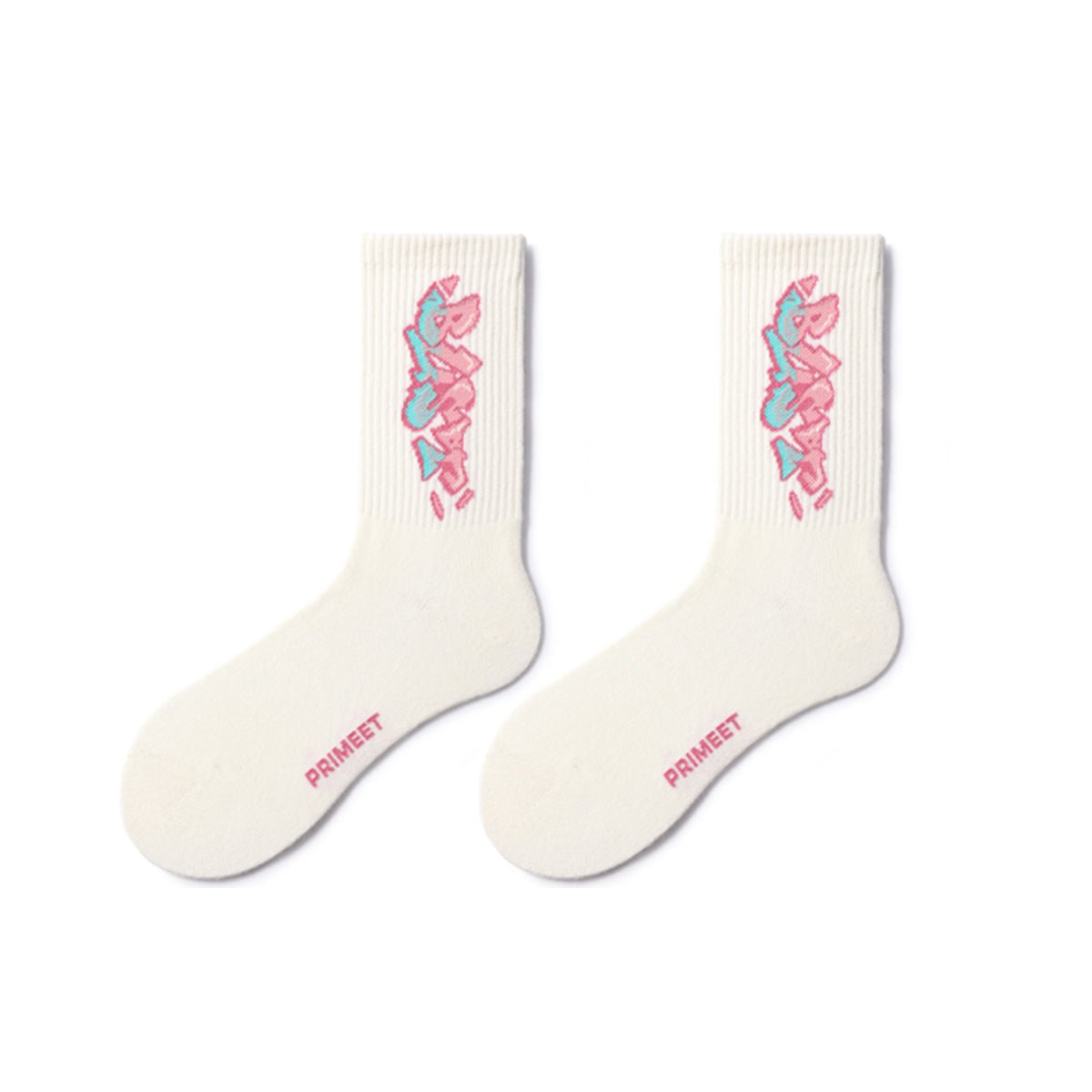 Pink Aesthetic Graphic Mid - Calf Socks – Unisex 5 - Pair All - Season Crew Set