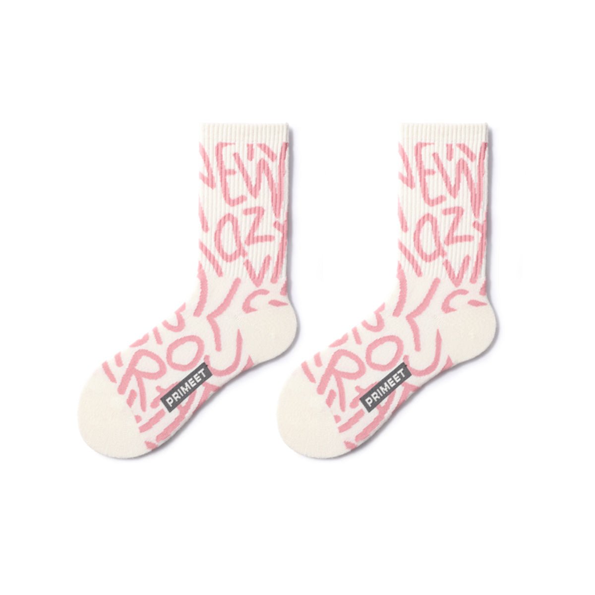 Pink Aesthetic Graphic Mid - Calf Socks – Unisex 5 - Pair All - Season Crew Set