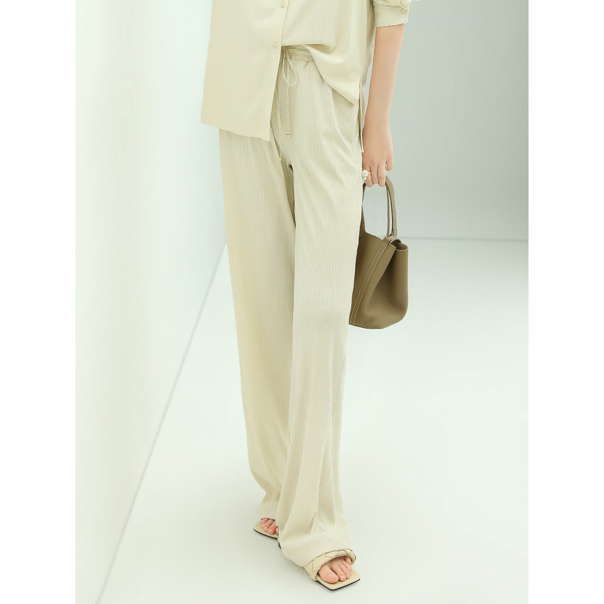 urban high rise wide leg knitted pants all cream 1