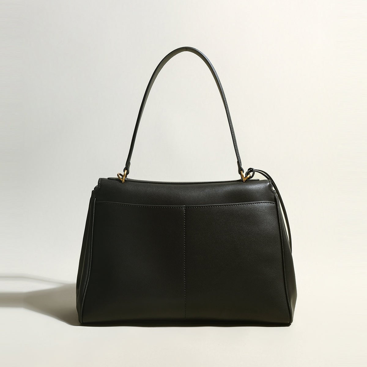 Utilitarian Structured Leather Flap Bag – Professional Top Handle Bag with Turn-Lock Closure
