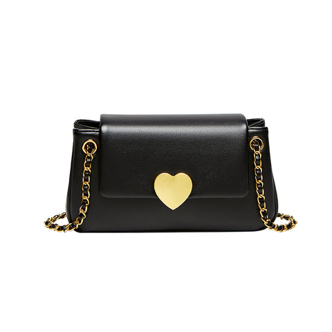 Valentina Heart Lock Leather Shoulder Bag