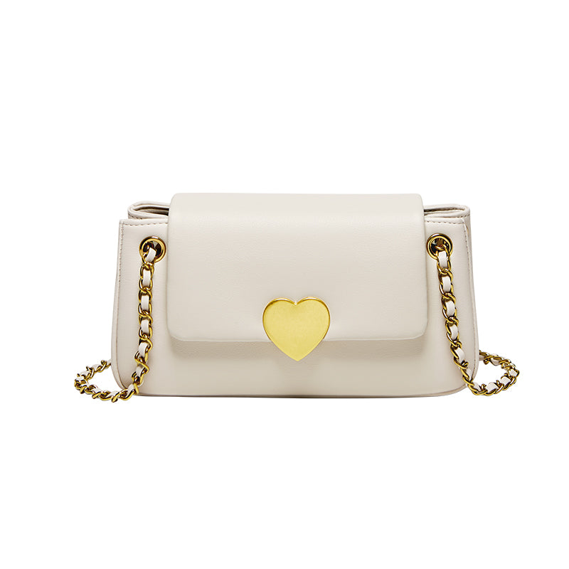 Valentina Heart Lock Leather Shoulder Bag