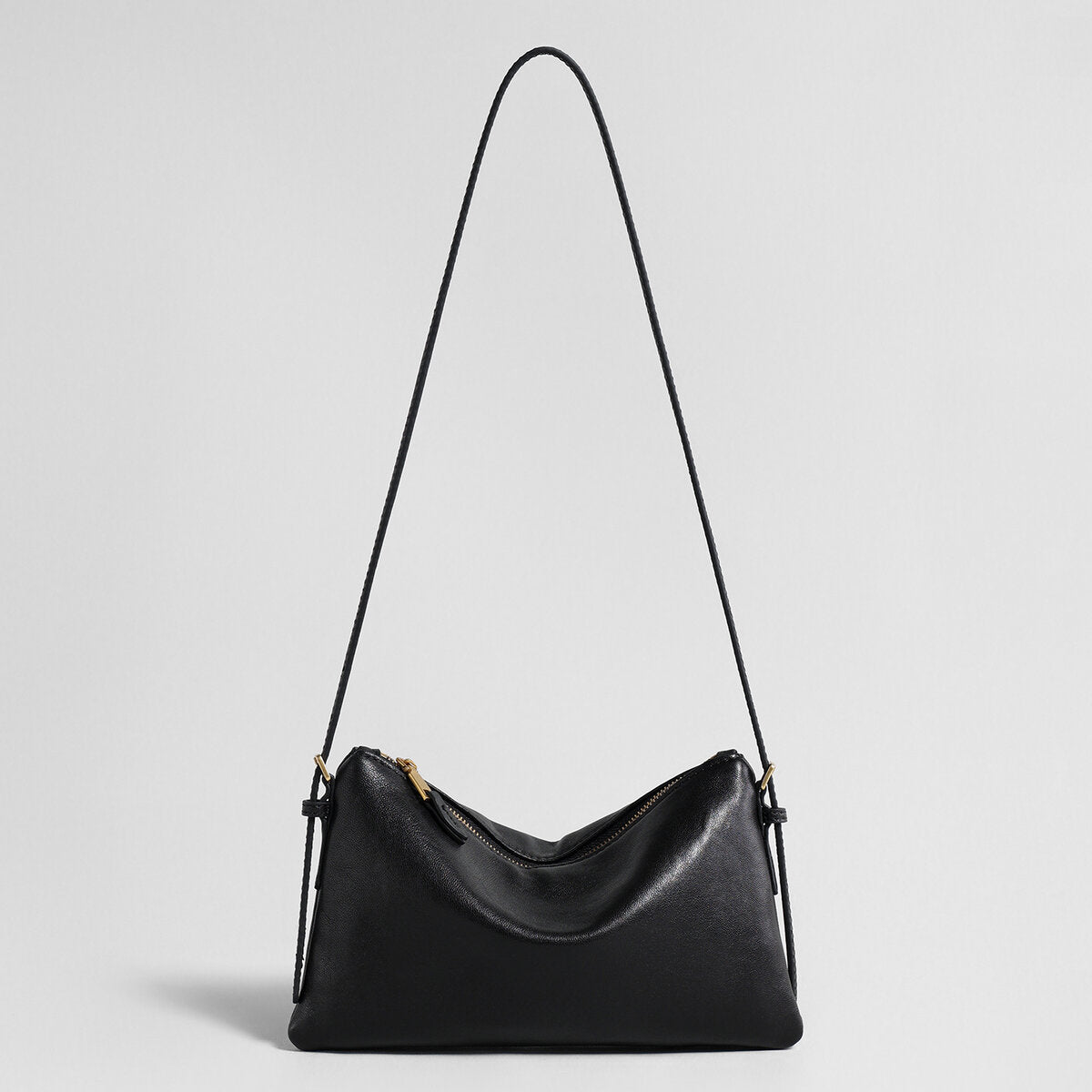 Vegetable-Tanned Lambskin Hobo Bag – Slouchy Shoulder Bag with Slim Adjustable Strap