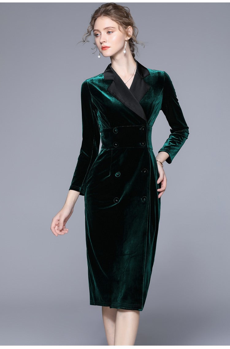 velvet green slim fit midi pencil dress all green 2
