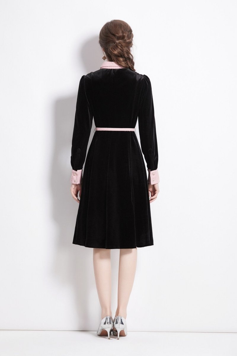 velvet slim fit black polo midi dress all black 4