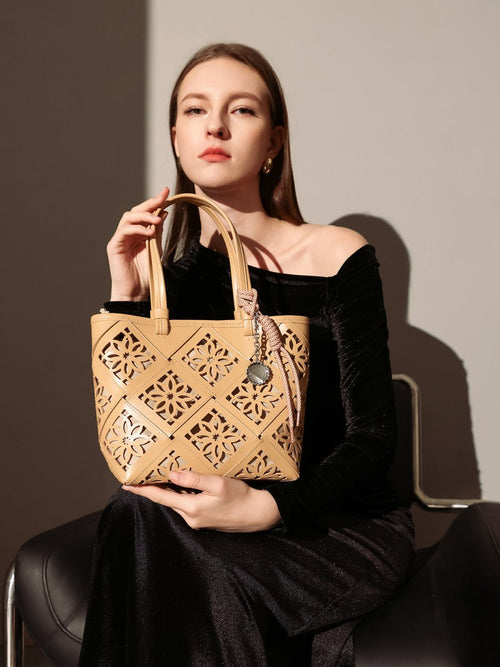Venetian Perforated Leather Tote Bag - 0cm