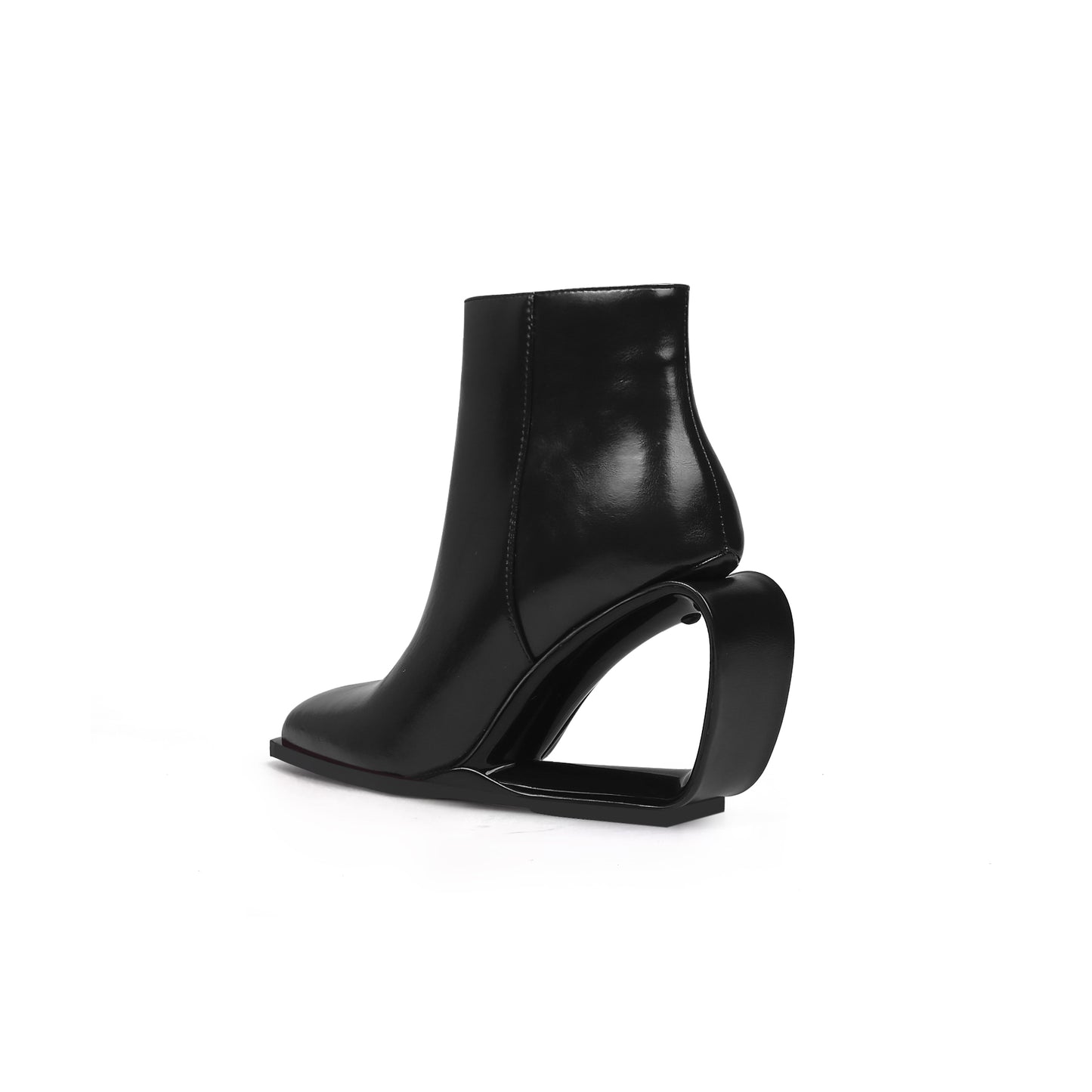 venus hollow wedge leather boots all black 4