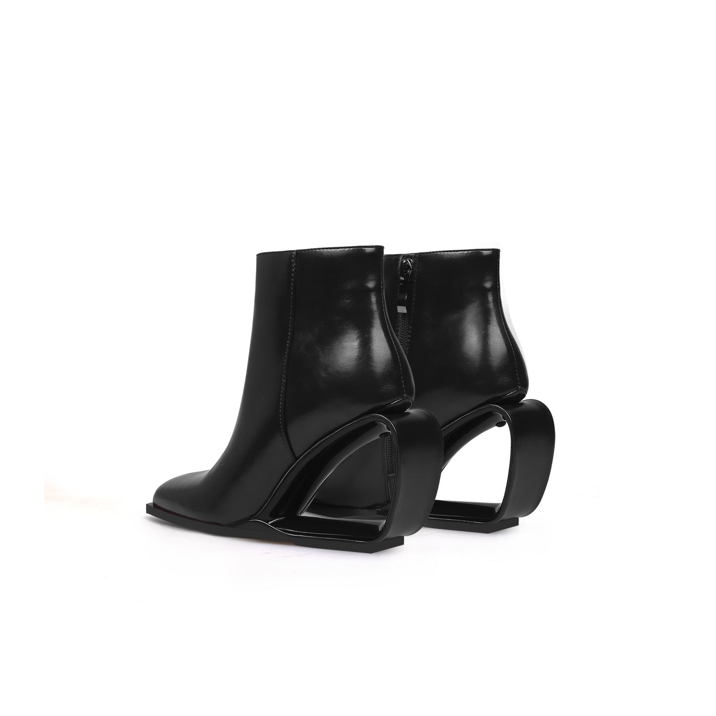 venus hollow wedge leather boots all black 5